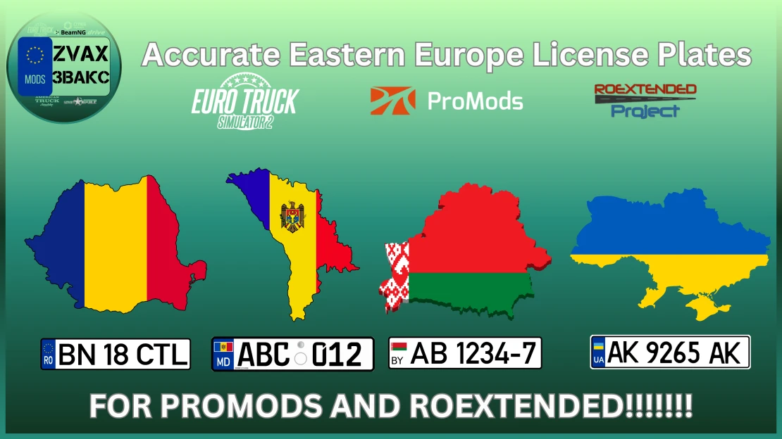 Accurate Eastern Europe License Plates for Roextended x Promods