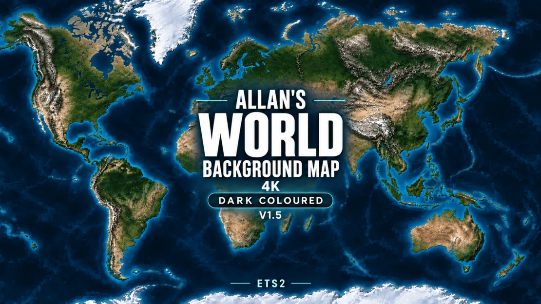 Allan's World Background Map 4K - Dark Coloured - ETS2
