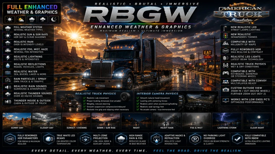 ATS Realistic Brutal Graphics And Weather