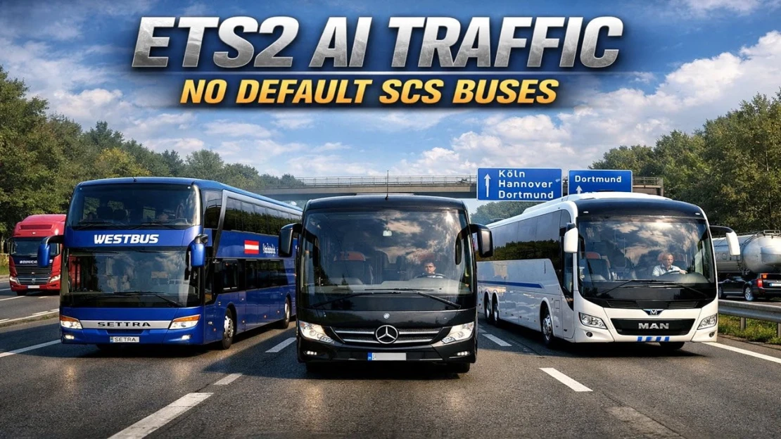 ETS2 AI Traffic No Default SCS Buses