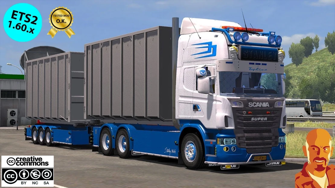 SCANIA R560 V8 ABROLL + BDF CONTAINER TRAILER v1.0 ETS2 1.60.x